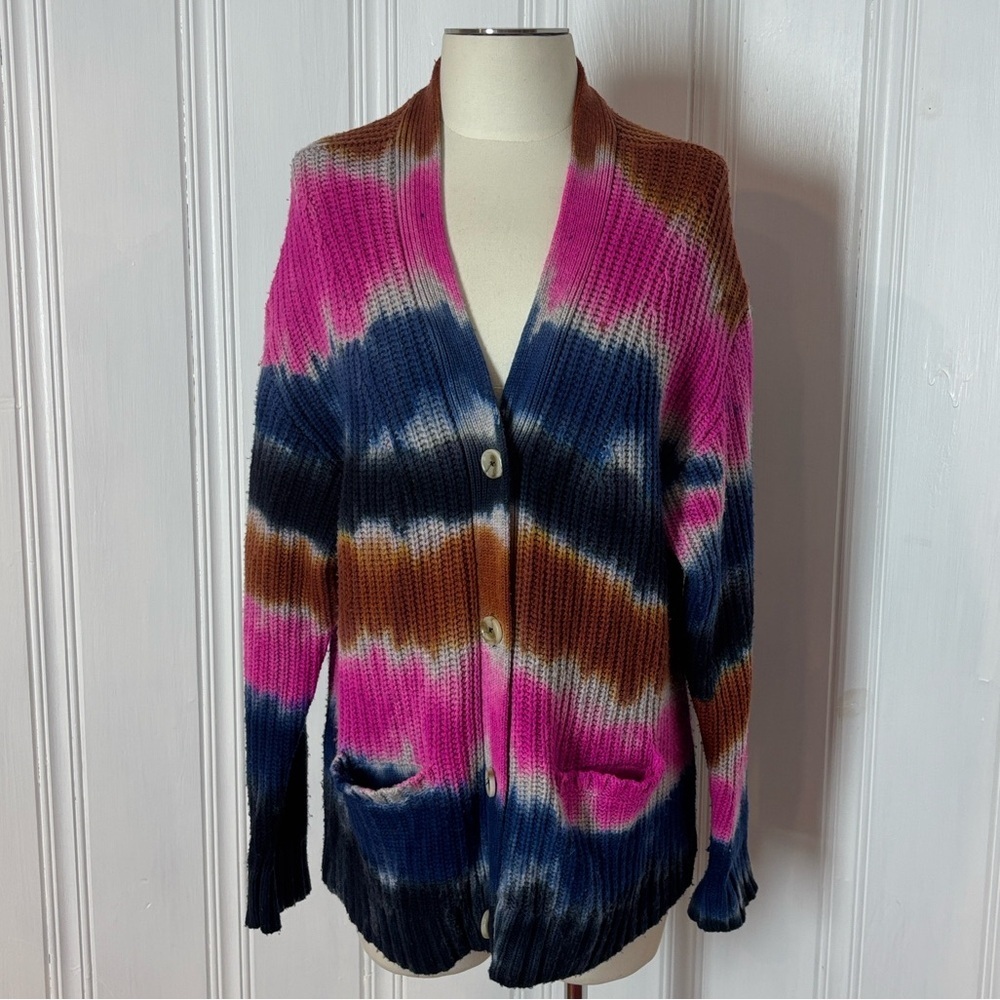 Wool & Cashmere Tie-Dye Cardigan – Handmade in LA – Small (oversized)